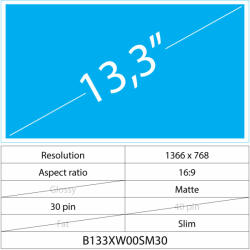 Notebook LCD 13.3 LCD Slim Mat 30 pin HD, Matte