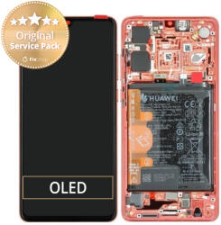 Huawei P30 - Ecran LCD + Sticlă Tactilă + Ramă + Baterie (Amber Sunrise) - 02352NLQ, 02353UBW, 02354HRG Genuine Service Pack, Amber Sunrise