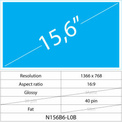 Notebook LCD 15.6 LCD Fat Lucios 40 pin HD, Glossy