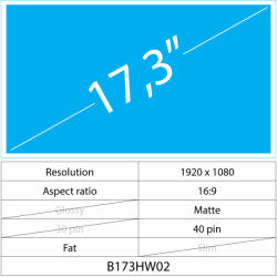 Notebook LCD 17.3 LCD Fat Mat 40 pin Full HD, Matte