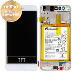 Huawei P10 Lite - Ecran LCD + Sticlă Tactilă + Ramă + Baterie (Pearl White) - 02351FSC, 02351FSB Genuine Service Pack, Pearl White