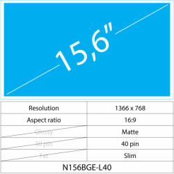 Notebook LCD 15.6 LCD Slim Mat 40 pin HD, Matte