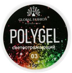 Global Fashion Polygel constructie unghii cu sclipici reflectorizant Disco Polygel 03, 15 g