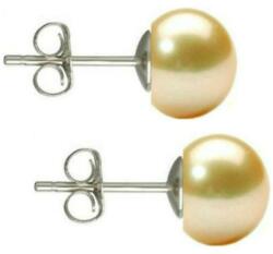 Cadouri si Perle Cercei Argint cu Perle Naturale Buton, Crem, de 7, 5 mm - Cadouri si perle