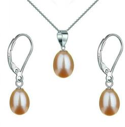 Cadouri si Perle Set Argint 925 si Perle Naturale Teardrops Crem - Cadouri si perle