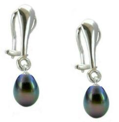 Cadouri si Perle Cercei Argint Clips cu Perle Naturale Teardrops Negre - Cadouri si perle