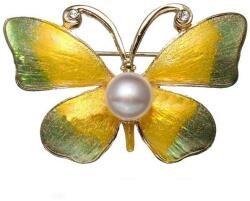 Cadouri si Perle Brosa Pandantiv Fluture Galben cu Perla Naturala Lavanda de 8 mm - Cadouri si perle