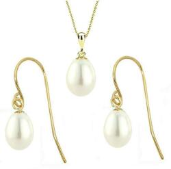 Cadouri si Perle Set din Aur si Perle Naturale Teardrops Albe - Cadouri si perle