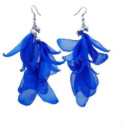 Zia Fashion Cercei lungi voluminosi albastri cu frunze din voal, Ramya, Zia Fashion