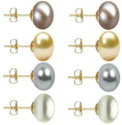 Cadouri si Perle Set Cercei Aur cu Perle Naturale Lavanda, Crem, Gri si Albe de 10 mm - Cadouri si Perle