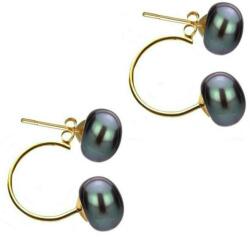 Cadouri si Perle Cercei Double de Aur de 14k cu Perle Naturale Negre de 7 mm - Cadouri si perle