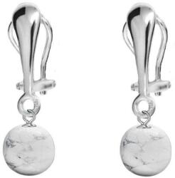 Cadouri si Perle Cercei Argint, Tip Clipsuri, cu Pietre Semipretioase Naturale de Howlit de 8 mm