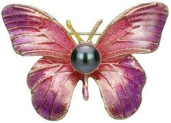 Cadouri si Perle Brosa Pandantiv Fluture Mov cu Perla Naturala Neagra de 8 mm - Cadouri si perle
