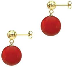 Cadouri si Perle Cercei Aur Galben de 14 karate si Pietre Semipretioase Naturale de Carneol de 8 mm