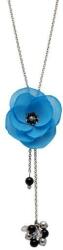 Zia Fashion Colier lung elegant, cu perle, otel inoxidabil, floare albastra, Zia Fashion