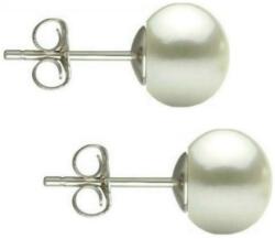 Cadouri si Perle Cercei Argint cu Perle Naturale Buton, Albe, de 7, 5 mm - Cadouri si perle