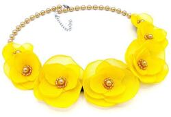 Zia Fashion Colier elegant cu perle si flori, culoarea galben, Sunshine, Zia Fashion
