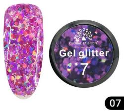 Global Fashion Gel color cu sclipici, Global Fashion, Glitter, 5 gr , Violet 07