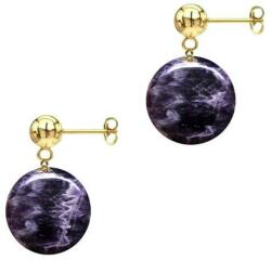 Cadouri si Perle Cercei Aur Galben de 14 karate si Pietre Semipretioase Naturale de Ametist de 10 mm