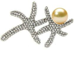 Cadouri si Perle Brosa Pandantiv Stea de Mare cu Perla Naturala Crem, Mare, de 10 mm - Cadouri si perle