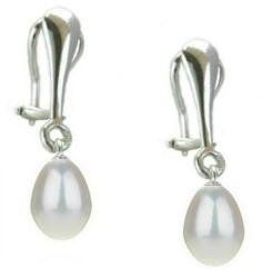 Cadouri si Perle Cercei Argint Clips cu Perle Naturale Teardrops Albe - Cadouri si perle