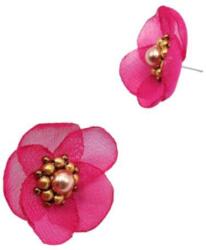 Zia Fashion Cercei mici eleganti floare roz zmeura, handmade, Zia Fashion, Isra
