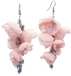 Zia Fashion Cercei lungi statement cu flori roz deschis, handmade, Rose