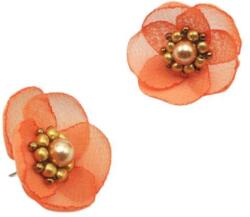 Zia Fashion Cercei mici eleganti floare portocaliu somon, handmade, Zia Fashion, Elia
