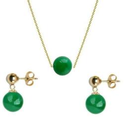 Cadouri si Perle Set Aur si Jad Natural Malaesian de 8 mm - Cadouri si perle
