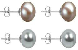 Cadouri si Perle Set Cercei Aur Alb cu Perle Naturale Lavanda si Gri de 10 mm - Cadouri si Perle
