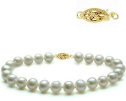 Cadouri si Perle Bratara Aur Galben si Perle Naturale Albe Premium de 7-8 mm - Cadouri si perle