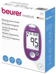 Beurer Set Glucometru Beurer Medical cu Verificare Volum Sange si Conectare Tracking App, Model 44, 10 Teste, 10 Ace Sterile, mg/dL, Violet