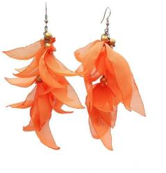 Zia Fashion Cercei lungi voluminosi portocalii cu frunze din voal, Miruna, Zia Fashion