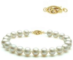 Cadouri si Perle Bratara Aur Galben si Perle Naturale Albe Premium de 8-9 mm - Cadouri si perle