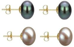 Cadouri si Perle Set Cercei Aur cu Perle Naturale Negre si Lavanda de 10 mm - Cadouri si Perle