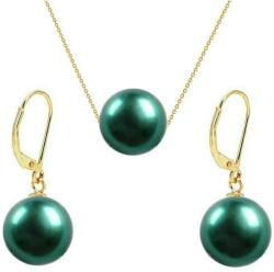 Cadouri si Perle Set Aur Galben 14 karate cu Perle Naturale Premium Verde Smarald - Cadouri si perle