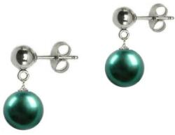Cadouri si Perle Cercei de Aur Alb cu Perla Naturala Verde Smarald - Cadouri si perle
