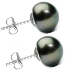 Cadouri si Perle Cercei de Aur Alb cu Perle Naturale Negre - Cadouri si perle