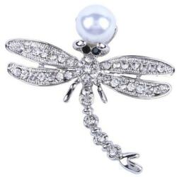 Cadouri si Perle Brosa Pandantiv Libelula cu Perla Naturala Alba si Zirconii - Cadouri si perle