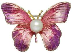 Cadouri si Perle Brosa Pandantiv Fluture Mov cu Perla Naturala Alba de 8 mm - Cadouri si perle