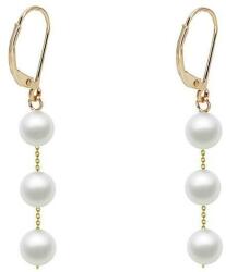 Cadouri si Perle Cercei Aur Lungi Tripli cu Perle Naturale Akoya - Cadouri si perle