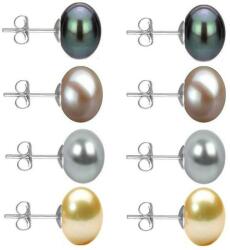 Cadouri si Perle Set Cercei Aur Alb cu Perle Naturale Negre, Lavanda, Gri si Crem de 10 mm - Cadouri si Perle
