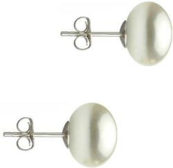 Cadouri si Perle Cercei Argint cu Perle Naturale Buton, Albe, de 10 mm - Cadouri si perle