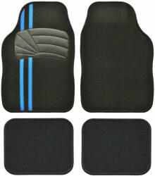 CUSTO POL Set Covorase Auto Universale Custo Tiger, Mocheta, negru cu insertie albastra, 4 buc