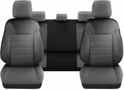 DeluxeBoss Set Huse Scaune Auto pentru Suzuki Samurai - DeluxeBoss Classico, pentru bancheta rabatabila fractionata, 11 piese, negru alb