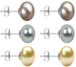 Cadouri si Perle Set Cercei Aur Alb cu Perle Naturale Lavanda, Gri si Crem de 10 mm - Cadouri si Perle