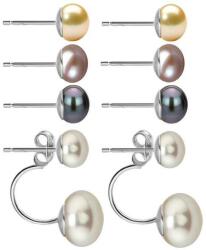 Kaskadda Cercei Double Argint si Perle Naturale, Model 8 in 1, cu Perla de Baza de Culoare Alba, de 9-10 mm