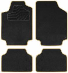 CUSTO POL Set Covorase Auto Universale Custo Pol Premium, Mocheta, negru cu bordura bej din piele sintetica stil nubuck, 4 buc