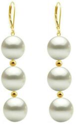Cadouri si Perle Cercei Tripli Aur de 14 karate si Perle Naturale Albe Premium - Cadouri si perle