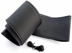 DeluxeBoss Husa volan din piele ecologica perforata, cu ac si ata pentru cusut, negru, 38 cm diametru
